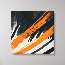 Schwarz Orange Abstrakte Watercolor Wand Kunst