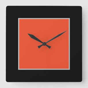 Schwarz/Orange-Acrylwand Quadratische Wanduhr
