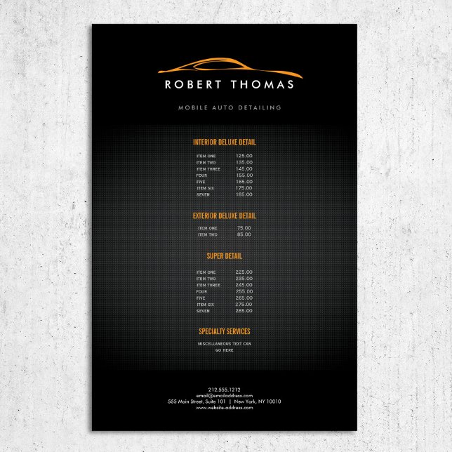 Schwarz-Orange-Auto-Details, Auto-Reparatur Flyer (Von Creator hochgeladen)