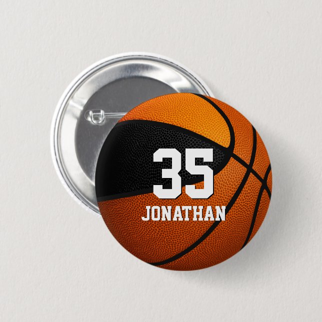 Schwarz-Orange Basketball-Mannschaftsfarben mit Sp Button (Vorne & Hinten)