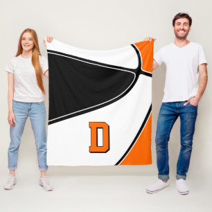 Schwarz-Orange Basketball-Team farbig Jungs Mädche Fleecedecke