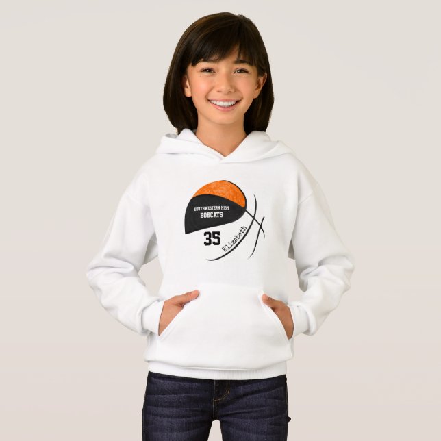Schwarz-Orange-Basketballmannschaften Hoodie (Vorne ganz)