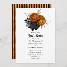 Schwarz-Orange-Blumengotik Einladung zur Hochzeit