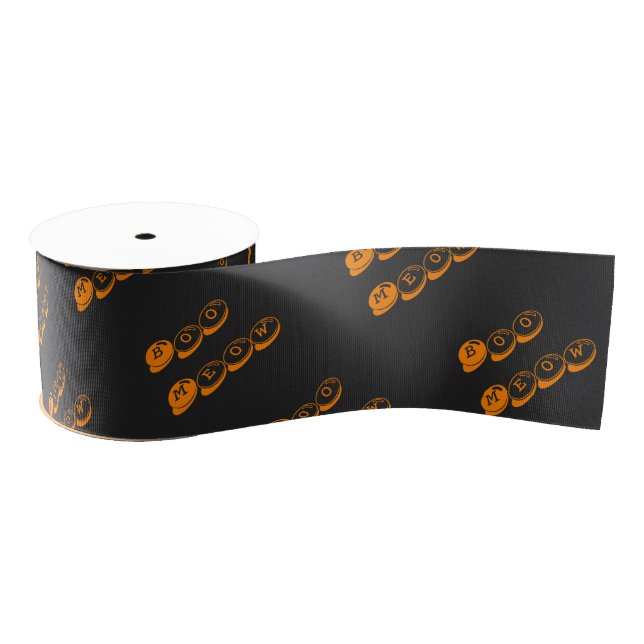 Schwarz-Orange-Boo-Typografie-Muster Halloween Ripsband (Spule)