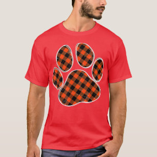 Schwarz-Orange Buffalo Karierte Dog Paw Print for  T-Shirt