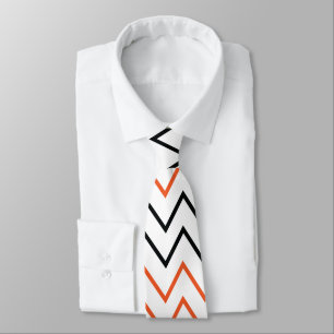 Schwarz Orange Chevron Zickzack Krawatte