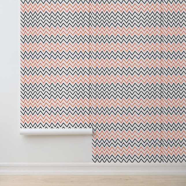 Schwarz Orange Chevron Zickzack Tapete (Anwendung)