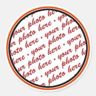 Schwarz-Orange-Fotovorlage Runder Aufkleber