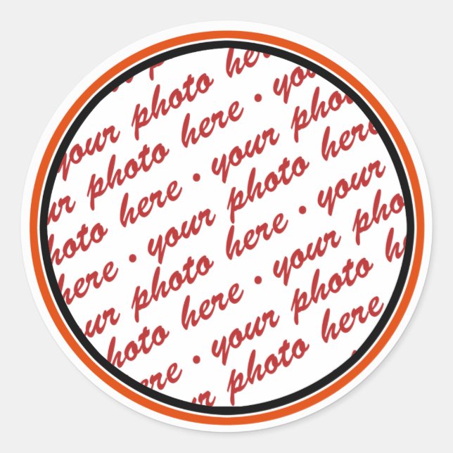 Schwarz-Orange-Fotovorlage Runder Aufkleber (Vorderseite)