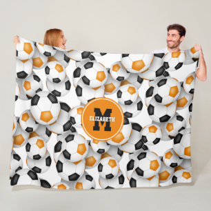 Schwarz-Orange-Fußball-Team Farben Kinderspielraum Fleecedecke