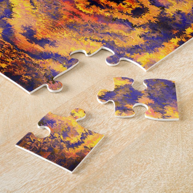 Schwarz, Orange, Gelb, Sangria, Spiegelmuster / Puzzle (Seite)