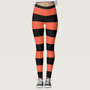 Schwarz-orange gestreifte festliche Halloween-Spaß Leggings