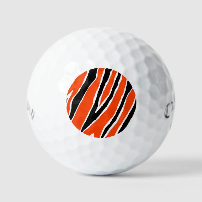 Schwarz-orange gestreifte Tiger-Design Golfball (Vorderseite)