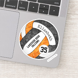 Schwarz-Orange Girls Volleyball mit Maskottchen Aufkleber