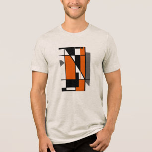 Schwarz-Orange-Grau-MCM-Look Geometrische Art Abst Tri-Blend Shirt