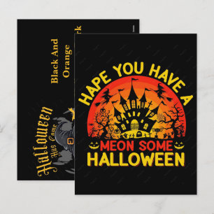 Schwarz-Orange-Halloween-Dunkel-Fantasy 2026 Feiertagspostkarte