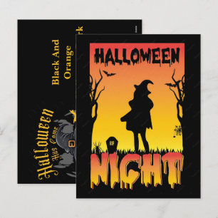 Schwarz-Orange-Halloween-Dunkel-Fantasy 2026 Feiertagspostkarte