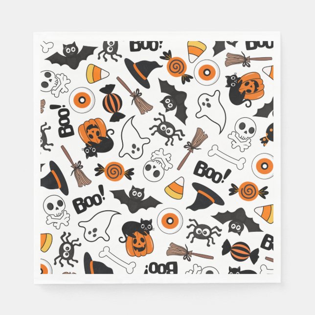 Schwarz-Orange-Halloween-Party Serviette (Vorderseite)