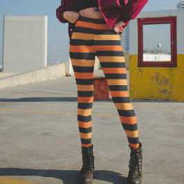 Schwarz-Orange Halloween Strips-Leggings Leggings