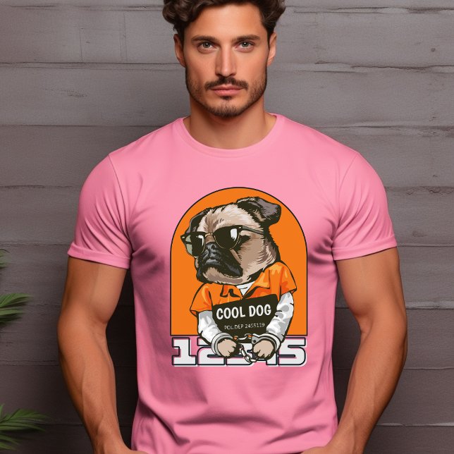 Schwarz-Orange Illustrierter Cooler Hund T - Shirt (Von Creator hochgeladen)