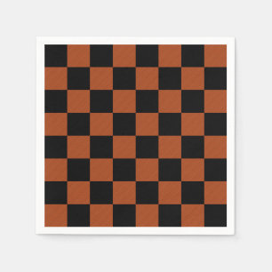 Schwarz-orange karierte Quadrate Buffalo Karo Serviette