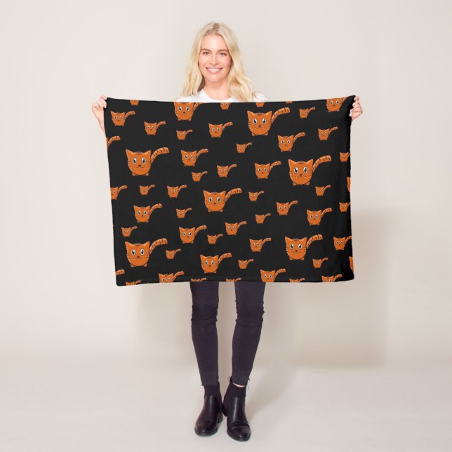 Schwarz & Orange Kittern Pattern Fleecedecke (Beispiel)