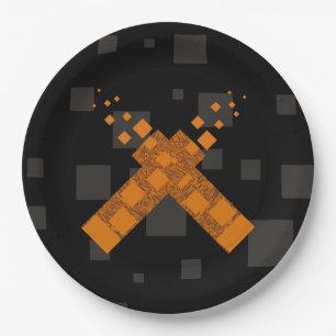 Schwarz-Orange-Kreuzfeuer Pagan Dunkle Kunst Pappteller