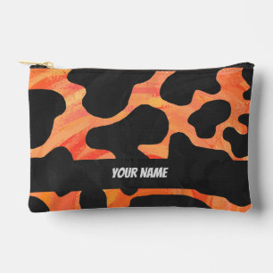 Schwarz-Orange-Kuh-Muster Zubehörtasche