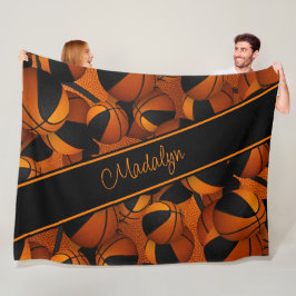 Schwarz-Orange-Mannschaftsfarben-Basketball Fleecedecke