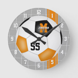 Schwarz-Orange Mannschaftsfarben Farbenfrohe Strei Runde Wanduhr