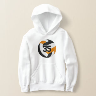 Schwarz-Orange-Mannschaftsfarben Jersey-Volleyball Hoodie