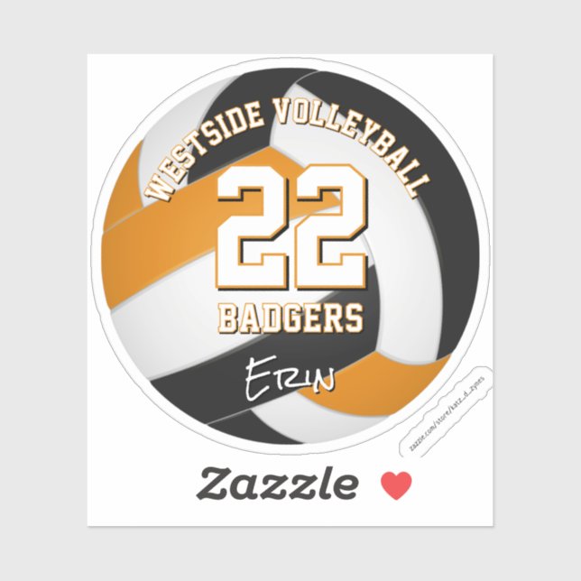 Schwarz-Orange-Mannschaftsfarben - Name des Volley Aufkleber (Blatt)