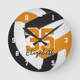 Schwarz-Orange Mannschaftsfarben Spieler nennen Vo Runde Wanduhr