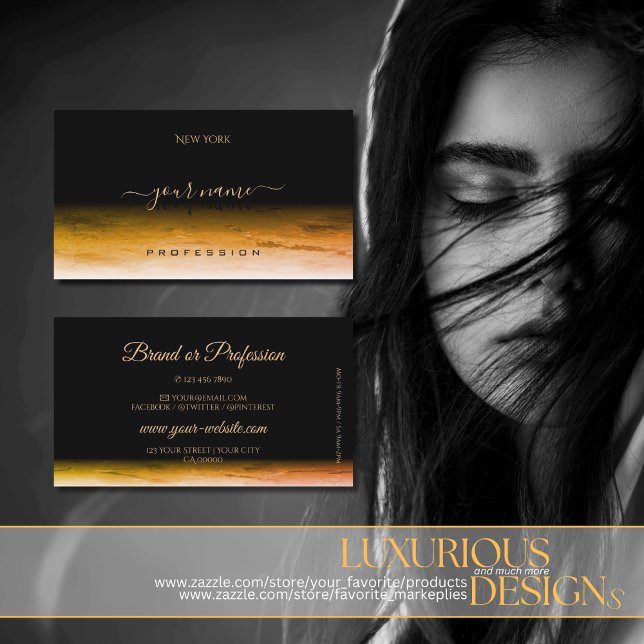 Schwarz-orange-Marmor-Muster Shadow Schriftart Mod Visitenkarte (Von Creator hochgeladen)