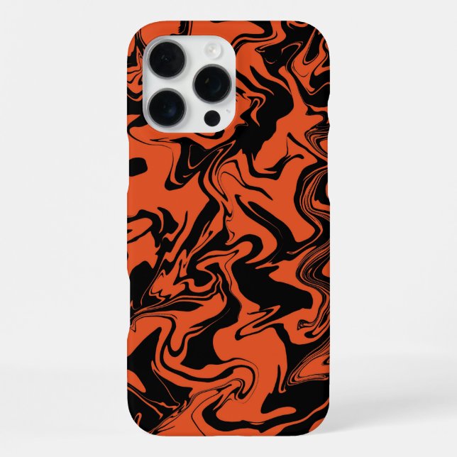 schwarz-orange Marmorierung iPhone Hülle (Rückseite)