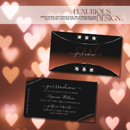 Schwarz Orange mit Silver Decor Juwelen und Monogr Visitenkarte