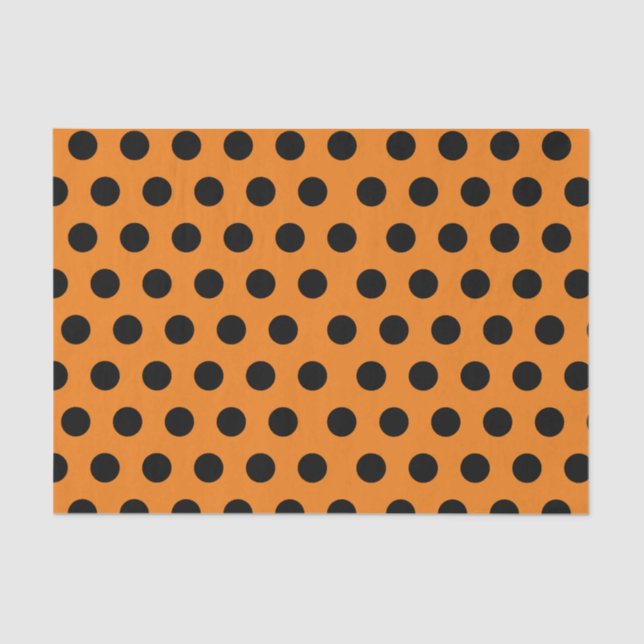 Schwarz-Orange-mittelgroße Polka-Dot-Papiere Seidenpapier (Vorderseite)