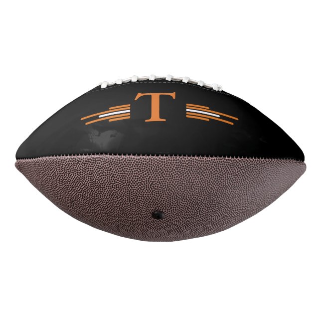 Schwarz-Orange-Monogramm-2-Panel-Design Football (Gedreht 270)