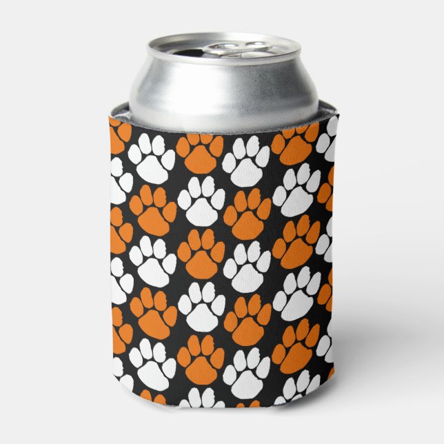 Schwarz-Orange-Pawprint Dosenkühler (Kanne Vorderseite)