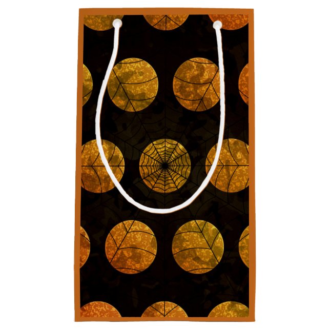 Schwarz-Orange-Polka-Nadelspinnbeutel Kleine Geschenktüte (Vorderseite)