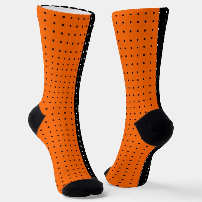 Schwarz, Orange Polka Punkte Halloween Socken (Gewinkelt)