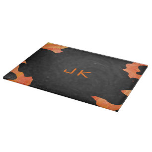 Schwarz-Orange-Print, Monogram-Kuh Schneidebrett