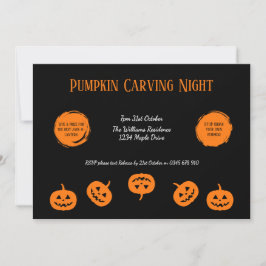 Schwarz-Orange Pumpkin Carving Night Einladung