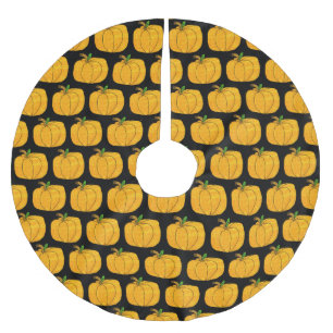 Schwarz-Orange Pumpkins Halloween-Baumrock Polyester Weihnachtsbaumdecke