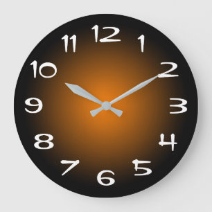 Schwarz-Orange-Radial Große Wanduhr