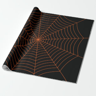 Schwarz-Orange-Spinnennetz Halloween-Muster Geschenkpapier