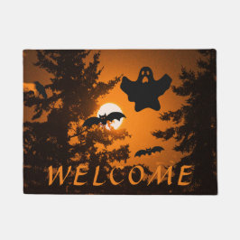 Schwarz-Orange-Spooky Halloween-Nacht Empfang Fußmatte