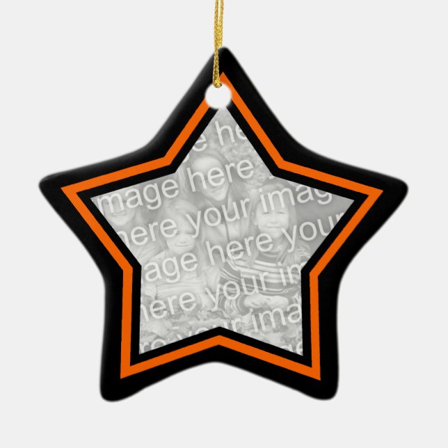 Schwarz-Orange-Star-Rahmen Keramik Ornament (Vorne)