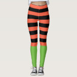 Schwarz & Orange Streifen Green Bottom Fun Hallowe Leggings<br><div class="desc">Schwarz & Orange Streifen Green Bottom Fun Halloween Leggings</div>