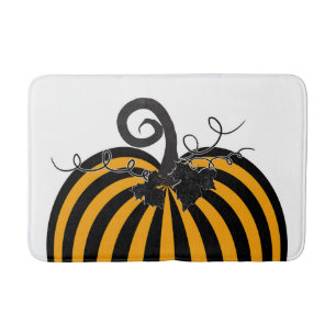 Schwarz & Orange Streifen Pumpkin Chic Herbst Badematte